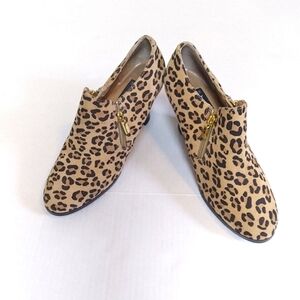 AJ Valenci Leopard Print Leather Heeled Ankle Booties Size 7